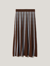 Merino Stripe Flare Skirt | Brown