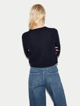 Merino Cashmere V Neck Cardigan | Navy
