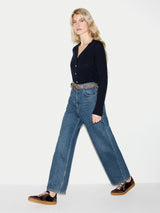 Merino Cashmere V Neck Cardigan | Navy