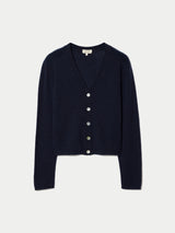 Merino Cashmere V Neck Cardigan | Navy