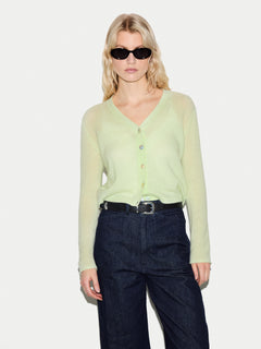 Merino Cashmere V Neck Cardigan | Green