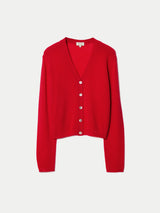Merino Cashmere V Neck Cardigan | Red