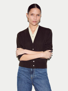 Merino Double Layer Cardigan | Brown