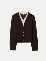 Merino Double Layer Cardigan | Brown