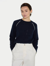 Cotton Cashmere Double Faced Jumper | Navy