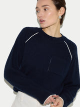 Cotton Cashmere Double Faced Jumper | Navy