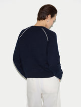 Cotton Cashmere Double Faced Jumper | Navy