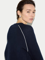 Cotton Cashmere Double Faced Jumper | Navy