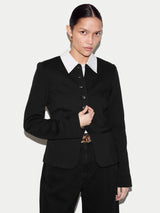 Crepe Jersey Button Jacket | Black