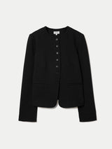 Crepe Jersey Button Jacket | Black