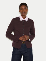 Crepe Jersey Button Jacket | Burgundy
