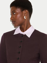 Crepe Jersey Button Jacket | Burgundy