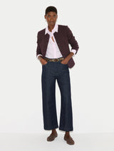 Crepe Jersey Button Jacket | Burgundy