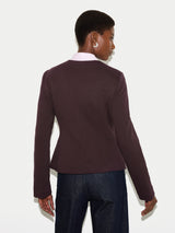 Crepe Jersey Button Jacket | Burgundy