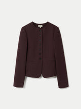 Crepe Jersey Button Jacket | Burgundy