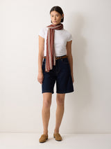 Cassis Stripe Silk Scarf | Brown