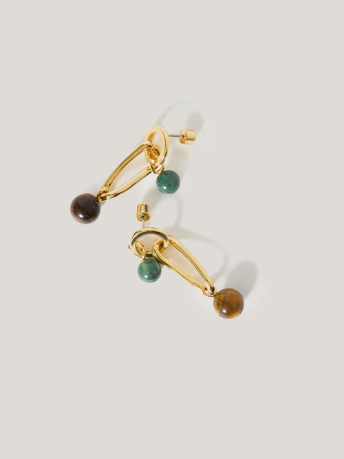 Mixed Loop Asymmetric Earring | Gold