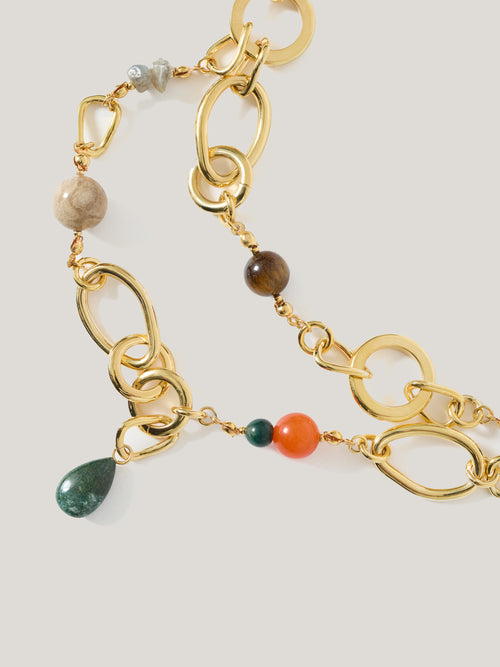 Mixed Loop Double Necklace | Gold