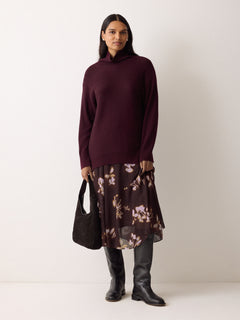 Spray Floral Midi Skirt | Purple