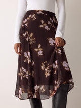 Spray Floral Midi Skirt | Purple