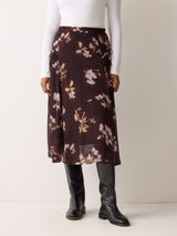 Spray Floral Midi Skirt | Purple