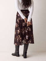 Spray Floral Midi Skirt | Purple