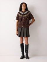 Fairisle Knitted Cape | Brown