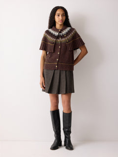 Fairisle Knitted Cape | Brown