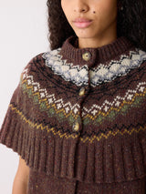 Fairisle Knitted Cape | Brown