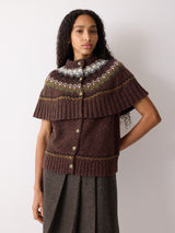 Fairisle Knitted Cape | Brown