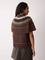 Fairisle Knitted Cape | Brown