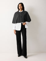 Wool Cashmere Blend Cape | Charcoal