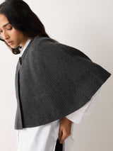 Wool Cashmere Blend Cape | Charcoal