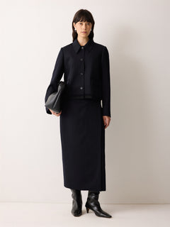 Grosgrain Trim Wrap Skirt | Dark Navy