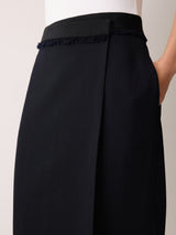 Grosgrain Trim Wrap Skirt | Dark Navy