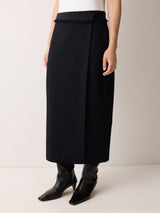 Grosgrain Trim Wrap Skirt | Dark Navy