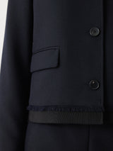 Grosgrain Trim Cropped Jacket | Dark Navy