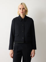 Grosgrain Trim Cropped Jacket | Dark Navy