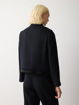 Grosgrain Trim Cropped Jacket | Dark Navy