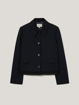 Grosgrain Trim Cropped Jacket | Dark Navy