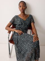 Polka Dot Chiffon Dress | Grey