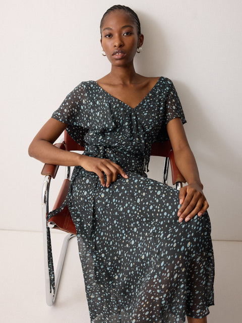 Polka Dot Chiffon Dress | Grey  Jigsaw