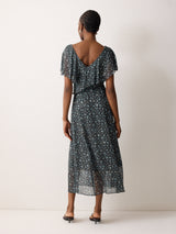 Polka Dot Chiffon Dress | Grey