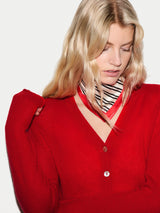 Merino Cashmere V Neck Cardigan | Red
