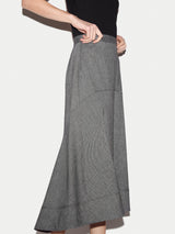 Chambray Linen Blend Asymmetric Midi Skirt | Black