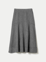Chambray Linen Blend Asymmetric Midi Skirt | Black