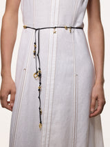 Leather Trinkets Long Necklace | Gold