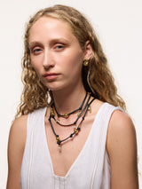 Leather Trinkets Long Necklace | Gold