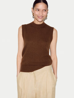 Cloud Cashmere Crew Tank | Brown
