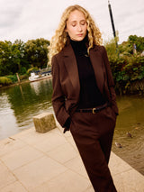 Wool Jersey Polo Neck Top | Black